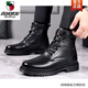 Western Region Camel Martin Boots Men's Genuine Leather Military Cruiser Wool Cotton Boots Winter Warm Plus Fleece Men's Shoes Cowhide Casual Snow Boots 3518 Black [Fur Integrated Flat Sole]- 41