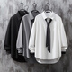 Fanqi Teenager High School -Schüler Kleidanzug 2023 Herbst- und Winterstil Casual Herrenanzug College -Stil JK Jacke [3 Stück] Schwarzer Anzug + weißes Hemd + schwarze Hosen m
