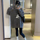 Yimuqi Buy Duoxi Dongguan Dalang Sweater Mid-length Loose and lazy style pullover for women 2024 Winter New Korean Style Pullover Grey Donald Duck y9855 One Size m