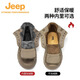 Jeep吉普男靴轻便户外秋冬季高帮马丁靴男女情侣款防滑加绒徒步登山鞋 驼色（女款-运动码）单层 37