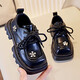 Sharp girls' leather shoes spring and autumn 2025 new children's princess loafers girls black soft sole performance shoes big children XC1608 black 26