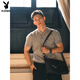 Playboy Grey Henry Neck Polo de manga corta Polos de verano Hombres Fitness Fitness Sports Camiseta American Muscle Amed manga (actualización] XL (adecuado) 150-170Jin [Jin equivale a 0.5 kg]