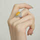BOIGO925 silver amber beeswax ring women's retro luxury new Chinese style high-end open ring
