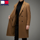 Tommy Kelly doppelseitiger leichter Luxusmantel für Männer über knielangen High-End-Russischen Business Wollmantel Tweed Windbreaker Jacke Männer schwarz m