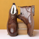IIIBRO Invierno Top Capa de cuero de vaca Botas de nieve botas para hombres Zapatos de cuero para hombres calientes zapatos de algodón engrosados ​​de algodón 37 a 45 6627 marrón más terciopelo 40 (tamaño de cuero normal)