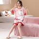 浪莎母女亲子装睡衣女童夏季短袖薄款纯棉家居服小女孩学生夏天套装 LYP687 XS (140) 130-140CM/70斤左右