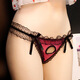 Underwear lace men's underwear with jj hole no need to take off back opening bow thong black jj hole style