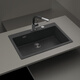 SCHOCK Third Generation Kitchen Sink German Granite Large Single Sink Vegetable Basin Signus N-100XL with Desktop Control Magma Magma Black