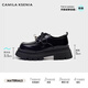 CAMILA KSENIA brand small leather shoes for women 2025 new fashion genuine leather autumn versatile thick-soled loafers British style single shoes black 36