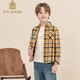 IVY HOUSE Ivy children's clothing boys' long-sleeved shirt big children's autumn new plaid shirt casual sports versatile college style yellow plaid 130cm