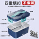 旭杉斯车载加热保温饭盒12v24v小微波炉插电车家两用电饭煲煮锅热饭神器 深蓝色升级12v24v 12240L