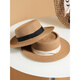 Meman Flat Top Strohhut Frauen französischer Strohhalm 2025 Neues Sommer großer Schwimon Hut Meer Urlaub Sun Hut 1# Konkave Top Black-up verbessert weiche Top [Hut Brim 8cm]