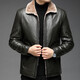 Hengyuanxiang new PU leather leather jacket men's autumn and winter solid color jacket velvet thickened jacket middle-aged men's warm tops black velvet 2XL