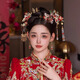 Ancient bridal headdress Chinese Xiuhe dress headdress phoenix crown ancient costume Hanfu hair accessories wedding dress accessories wedding bridal headdress five-piece set