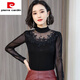 
Pierre cardin mesh bright silk base shirt for women autumn 2025 new high-neck inner long-sleeved T-shirt lace top for women 6224 black paper-cut flower thin XL (90Jin [Jin equals 0.5 kg]-115Jin [Jin equals 0.5 kg])
