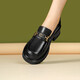 Fuguiniao Spring and Automne en cuir chaussures Femme Chaussures célibataires en cuir Chauffes de mode pour femmes Style littéraire épaisse semelle confortable Bouche profonde Travail de banlieus