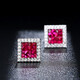 Fantimo 1 carat pigeon blood ruby earrings for women 18k gold square colored gemstone earrings red/pair SF Express + brand gift box