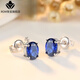 Fat Donglai's same style tanzanite earrings sapphire women's Japanese and Korean fashion colored gemstone earrings silver plated 18k