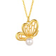 Liuwan 18K gold filigree butterfly pearl necklace pendant women's clavicle chain as a Chinese Valentine's Day gift for your girlfriend