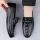 Fugui Bird Men's Shoes Summer Toe Cowhide Casual Casual Crocodile Patter