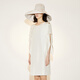 LESS summer mulberry silk skirt for women's temperament French lotus leaf split sleeve short dress 2N4G11980 110/m white XL