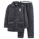 Talihong Hunan Provincial Clothing Men Pajamas Thickened in Winter with velvet Daddy's Three-layer Cotton Jacket Coral Fleece Keep Warm Middle-aged and Elderly N9921M Gray Milk Fleece Upgrade Thickened L Size (100-120Jin [Jin equals 0.5 kg])
