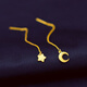 Putino Hong Kong duty-free 999 real gold popular ear wire long ear needle earrings k. gold women's earrings gold jewelry style one