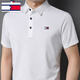Tommy Hekelly Official Store American Tommy Men's Summer Mulberry Silk Short-Sleeve T-Shirt Men's High-end Middle-aged Lapel Polo Clothes Brand Flagship Quality Blue Brand Flagship Quality 17088 Recommended 115135Jin [Jin equals 0.5 kg]