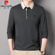 Pierre Cardin Marke Traaceless Ice Seide Langarmed T-Shirt für Herren Spring- und Herbst-Revers-Polo-T-Shirt modisch und vielseitig Casual Sweatshirt T Carbon Asche 16823 m