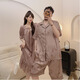 Langsha couple pajamas for women in summer ice silk short-sleeved nightgown new Chinese style home clothes 2025 new Chinese style men MBN_13077# set matching Butterfly M women