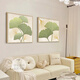 Shunjixianggli Cream Style Restaurant Dekoration Gemälde Ginkgo Blatt Küche Esstisch Hintergrund Wand Wandmalerei Log im kleinen frischen Esszimmer Hängende Malerei G3892 70*70 Kristallporzellan Aluminiumlegierung Gold Rahmen