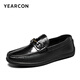 Yierkan Men's Shoes Slip-On Business Casual Shoes British Beanie Shoes Lazy Shoes 81760W Black 41