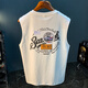 Qianji (QIANJI) American loose vest men's summer trendy printed sleeveless heavy vest casual sports sweatshirt black [HJ9906-1] 4XL suitable for 166-180Jin [Jin equals 0.5 kg] wear
