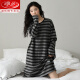 Langsha (Langsha) puede usar camisón para mujeres primavera y otoño 2024 Nuevo algodón de algodón delgada Versión coreana de Internet Estilo de celebridades Mejor amigo de la casa Invierno W9764 Caminilla de manga larga 3XL 140-160Jin [Jin equivale a 0.5 kg]