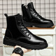 Botas Xier Martin Men Nuevas botas de trabajo de estilo británico de alto contenido Botas de cuero retro de moda Botas de motocicleta de suela gruesa Men Negro 40