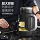 Xushansi Taza de té grande Gran capacidad 2000-3000 Litios Toneladas Copa de agua de vidrio anti-caza para hombres SUPER SUMER SUPER resistente al calor Número portátil Negro + Correo + cepillo de taza 1000ml sin base
