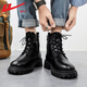 Huili Oficial de Martin Boots zapatos para hombres Botas de alto contenido de otoño e invierno Botas de cuero casual de estilo British Boots Women's Women Boots Men's Black Men's Style (estilo único) 42