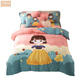Set de cuatro piezas para niños de Manzina para niñas de algodón puro de algodón en espesor de colcha espesas sábanas y cubiertas de cama para niñas ropa de cama princesa invierno lindo (algodón completo engrosado) 1,0 m set de tres piezas-150*200 edredón de colchas