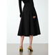 Langzi Wool Design High Waist Umbrella Black Skirt Winter New Style Slim Fashion Skirt Black M