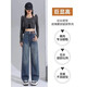 唐狮DESSO窄版阔腿牛仔裤女春秋2025年新款高腰小个子直筒裤 684水泥灰长裤 M (95-105斤)