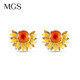 Mangu Silver (MGS) S925 silver earrings, sunflower fashion earrings, niche high-end design, elegant earrings, Chinese Valentine's Day gift for girlfriend