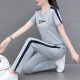 NY-EMMA运动套装女短袖夏季薄款洋气减龄中年棉质休闲时尚跑步服两件套 695宝蓝（长裤套装） XL(建议110-125斤)