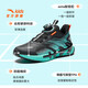 ANTA Children's Sports Shoes Men's Big Children's Shoes 2025 Spring New Leather Windproof Knob Button Cushioning Bow Speed ​​Running Shoes Black/Fluorescent Aqua-2 Size 33