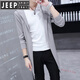 Jeep Spirit Spring и летняя средняя для средней длины корейская версия для мужчин, длинная сверхничная и красивая молодежная модная модная тонкая куртка на мысе 9909 Лацфель серый s