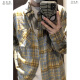 Wu Quanwan yellow blue plaid shirt for women 2024 new American retro striped long-sleeved shirt for men large size versatile jacket trend CJ9734 red plus velvet 2xl145 to 160Jin [Jin equals 0.5 kg] can be worn