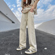 New oder Mode American Retro Waschanschluss Jeans Frühling und Herbst Cleanfit gerade-Flare Hosen Trendy Marke hübsche Hose vor Weiß L.