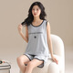 Jiaocai Meng Pylon Pyjamas en coton pour les femmes avec des tampons mammaires, vous pouvez porter des gilets et des shorts pour les vêtements pour la maison jeune et d'âge moyen 6167-1A avec des tampons mammaires 2xl (recommandé 135-155jin [Jin est égal à 0,5 kg]))