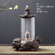 American and foreign new Chinese Zen backflow incense burner, glass cover, windproof, indoor household ornaments, sandalwood, agarwood, smoke, Pixiu base - Meditation Monkey King 60 mixed floral G