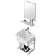 Dipeng Wandmontierter Keramikwaschbecken integriertes Becken kleine Wohnung Einfaches Waatsbeckenschrank Kombination Balkon Bad Waschbecken D4837 Becken + Einschichthalterung + Wasserhahn + Quadratspiegel