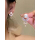 KZD999 sterling silver gentle rich girl pearl tassel earrings women light luxury temperament 2025 new pure silver earrings pearl tassel zircon earrings Lao Fengxiang
